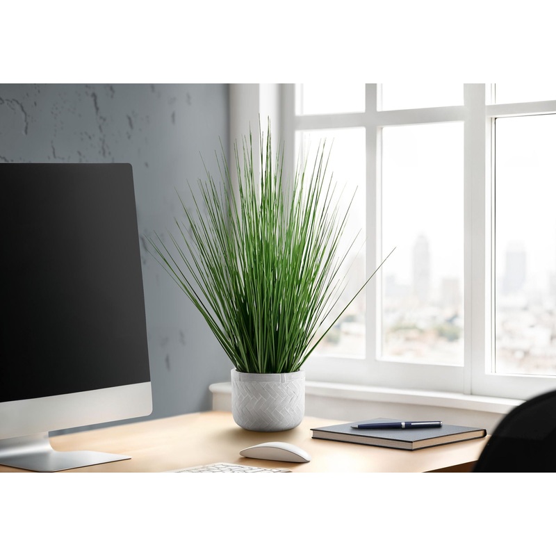 21 Tall, Artificial Plant, Grass, Indoor, Faux, Fake, Table, Greenery, Potted, Real Touch, Decorative – Green / White