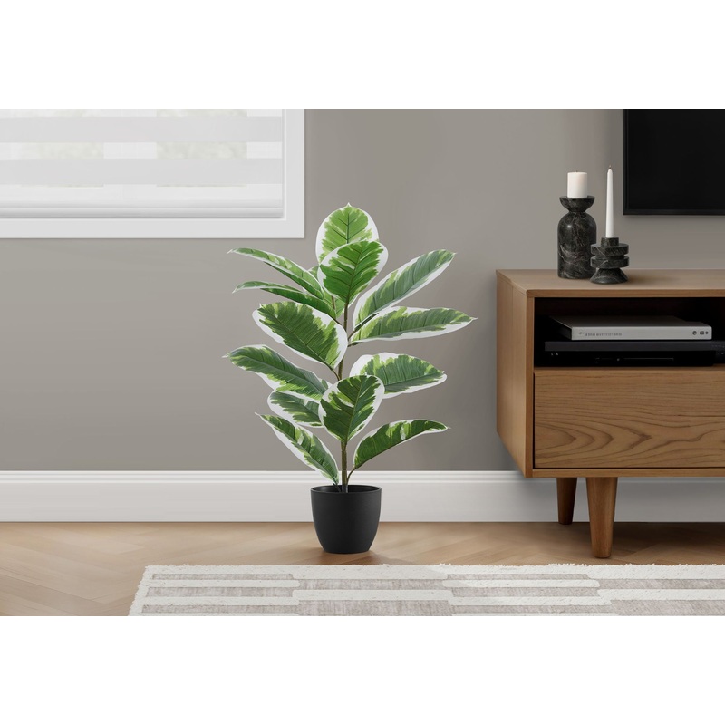 27 Tall, Artificial Plant, Rubber, Indoor, Faux, Fake, Table, Greenery, Potted, Real Touch, Decorative – Green / Black