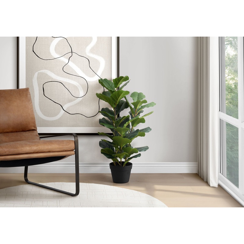 32 Tall, Artificial Plant, Fiddle Tree, Indoor, Faux, Fake, Floor, Greenery, Potted, Real Touch, Decorative – Green / Black