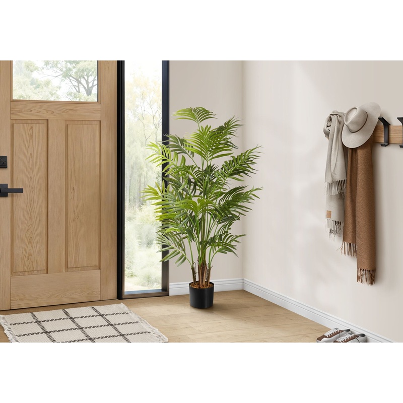 47 Tall, Artificial Plant, Areca Palm Tree, Indoor, Faux, Fake, Floor, Greenery, Potted, Real Touch, Decorative – Green / Black