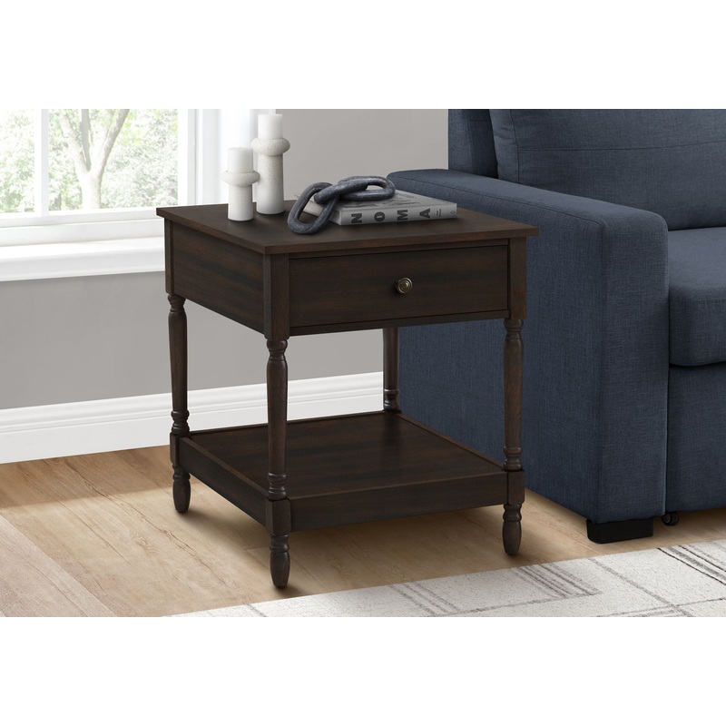 Accent – Table, 2 Tier, Square, Traditional – Walnut