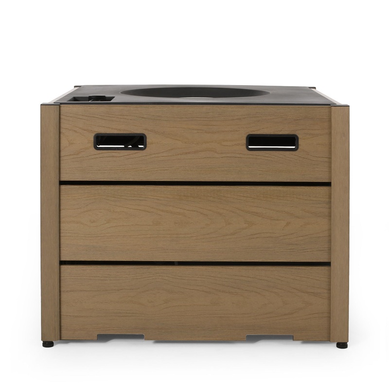 Rustic Style Outdoor Square Propane Fire Pit, 40,000 Btu