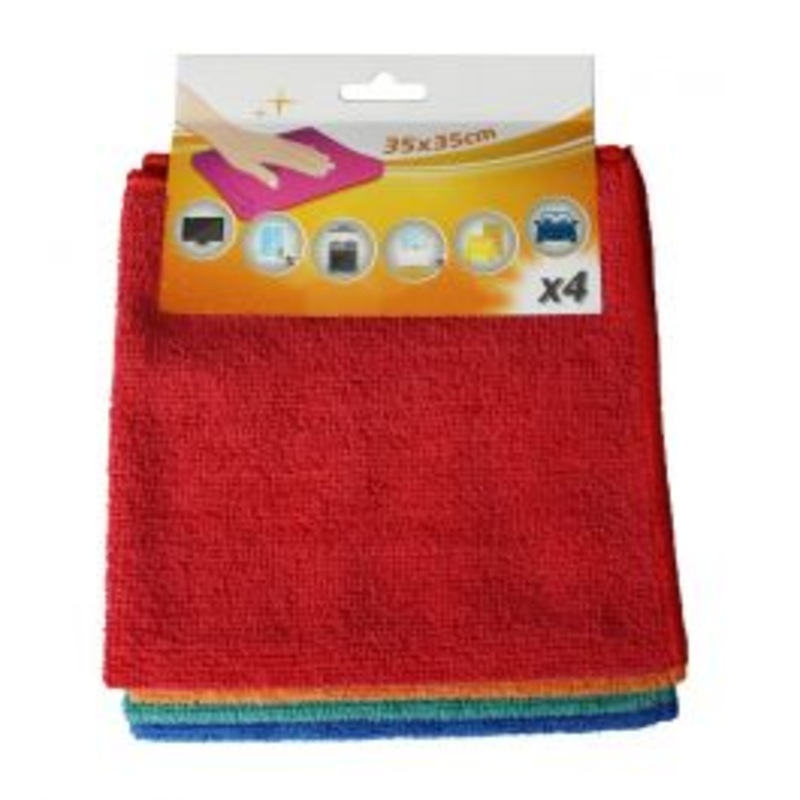 SET 4 MICROFIBER CLOTHS 35X35