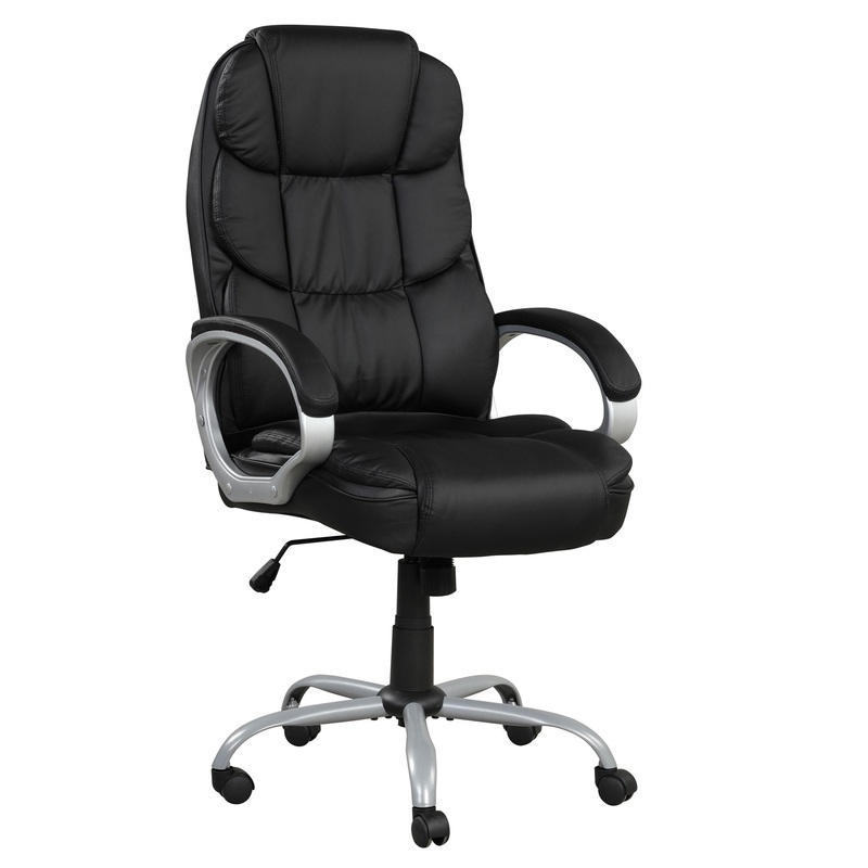 Upholstered Office Chair, Adjustable Height Swivel Chair – Black