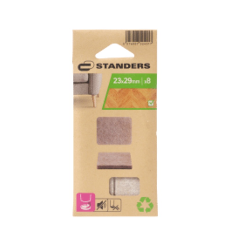 4MM ADHESIVE FELT PADS 23X29MM. 8PZ