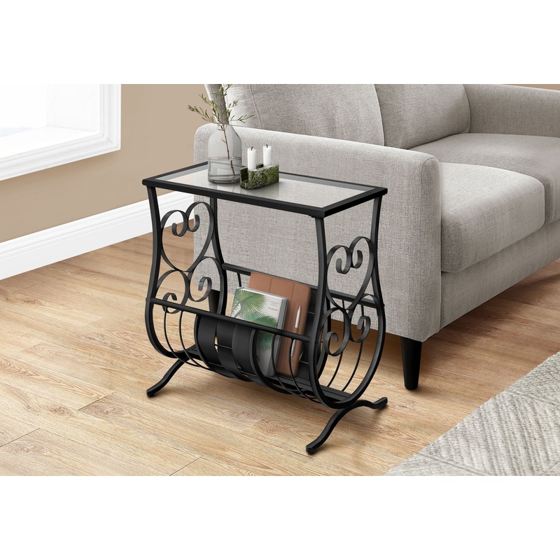Accent Table Magazine Narrow For Living Room – Black