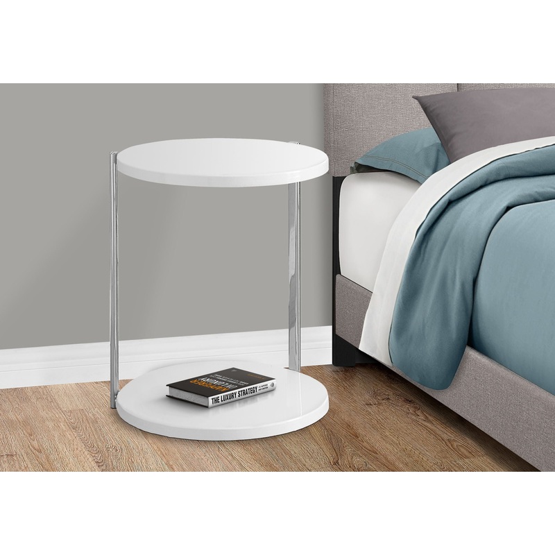 Accent Table Round For Living Room – White