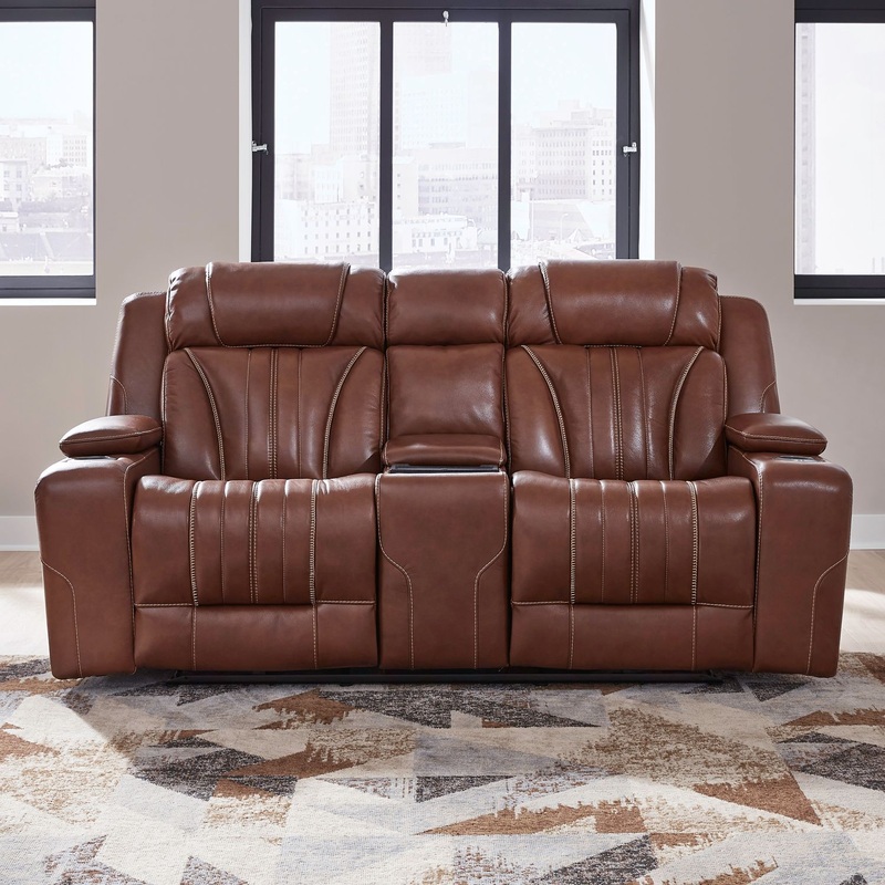 Caswell – Loveseat With Console P2 & ZG – Brown
