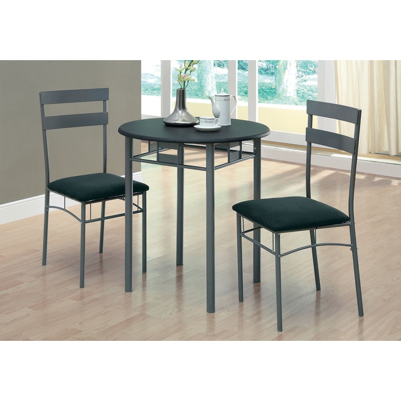 Dining Table Set Small Round 3 Pieces Set – Black