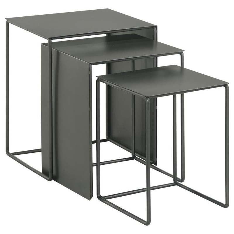 Imez – 3 Piece Rectangular Metal Nesting Table Set – Gray