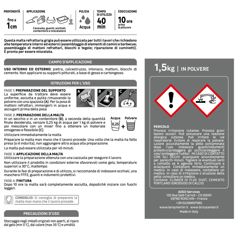 MALTA REFRATTARIA GRIGIA AXTON 1,5 KG