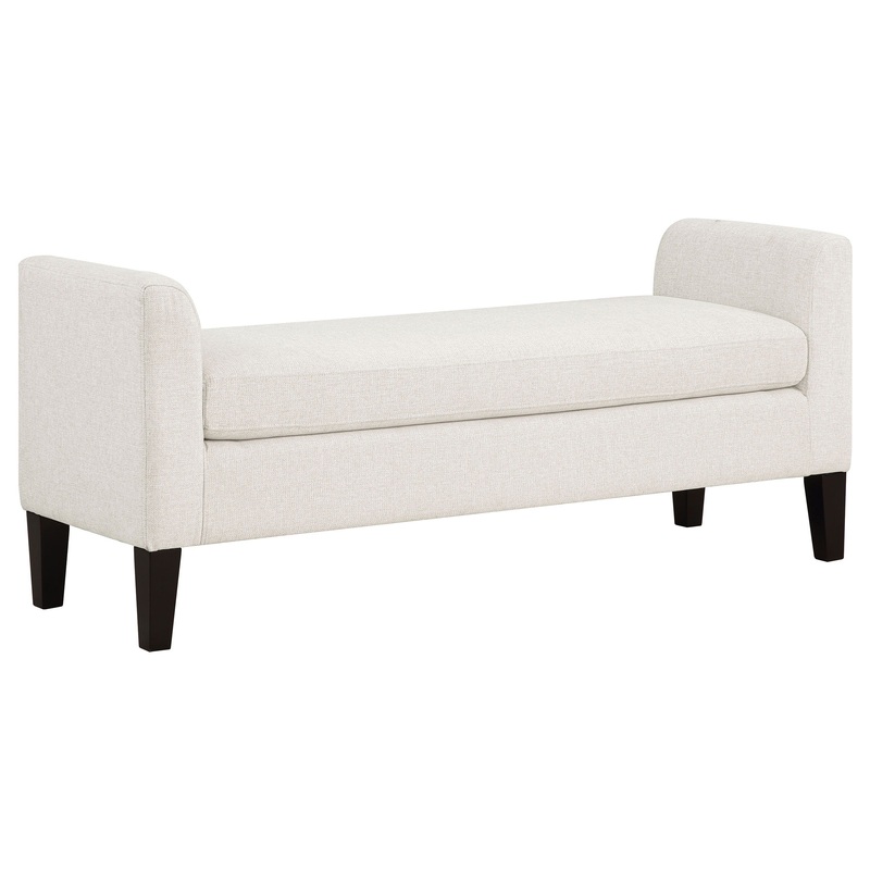 Rex – Fabric Upholstered Accent Bench With Armrests – Vanilla
