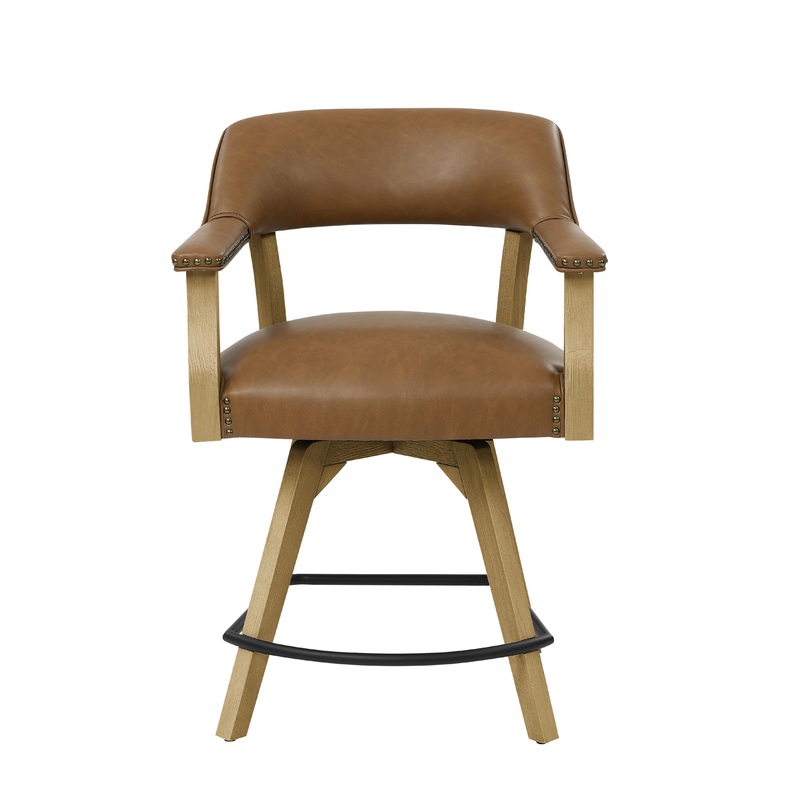 Rylie – Swivel Vegan Leather Counter Chair – Camel