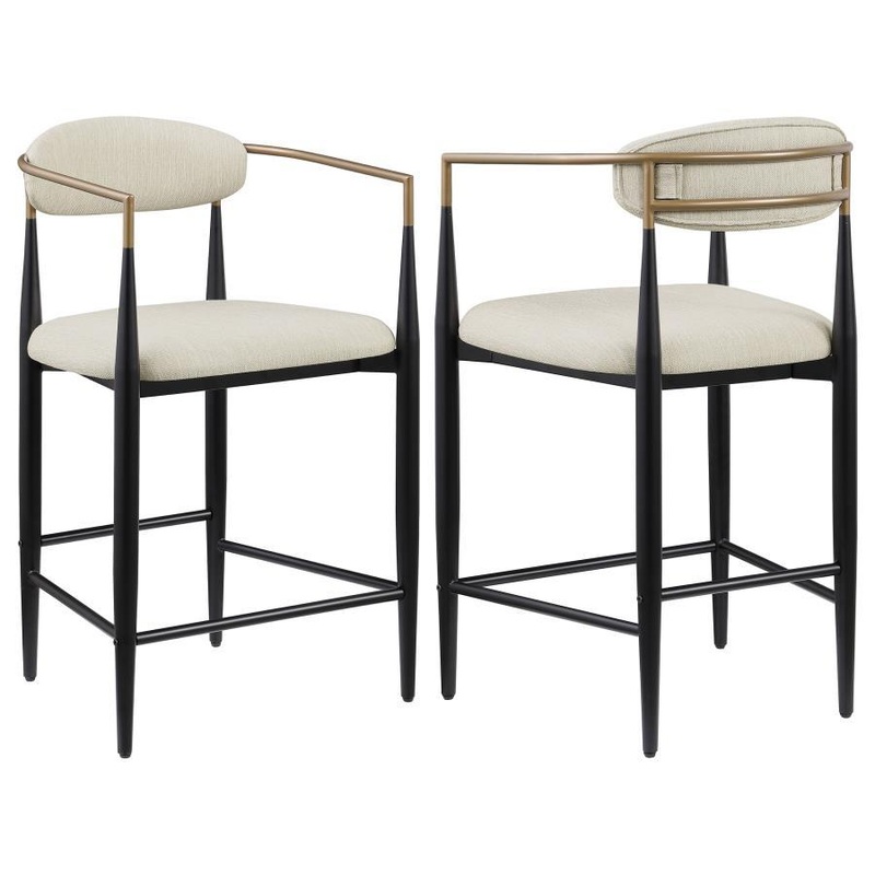 Tina – Metal Counter Height Bar Stool With Upholstered Back And Seat (Set of 2)
