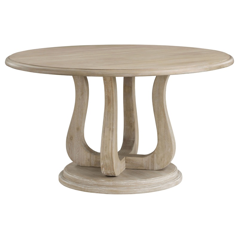 Trofello – Round Pedestal Dining Table – White Washed