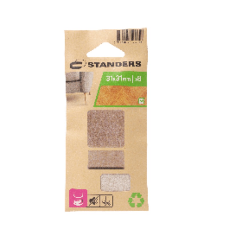 4MM ADHESIVE FELT PADS 31X31MM 8PCS