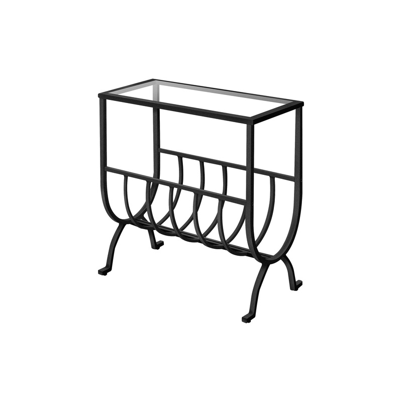 Accent Table Magazine Narrow Clear Tempered Glass – Brown