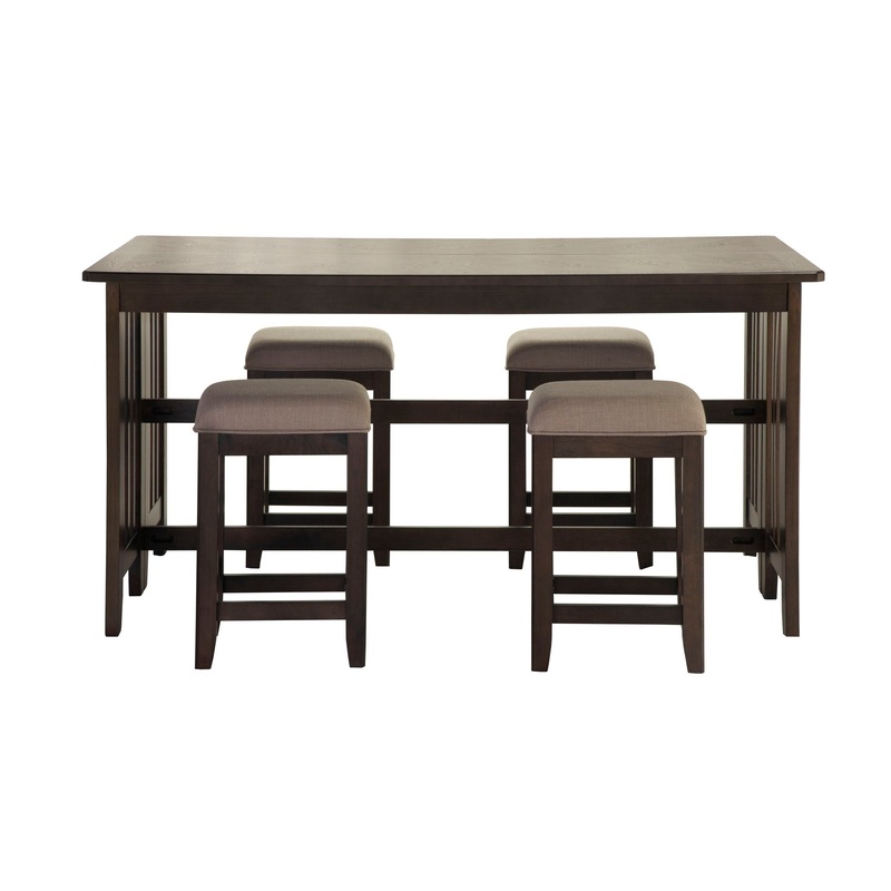 Drop Leaf Table & 4 Stools – Dark Brown