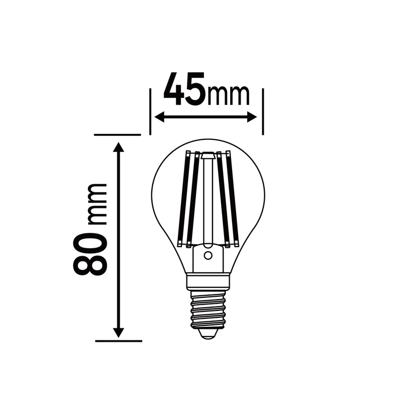 LAMPADINA LED E14=40W SFERA TRASPARENTE LUCE CALDA