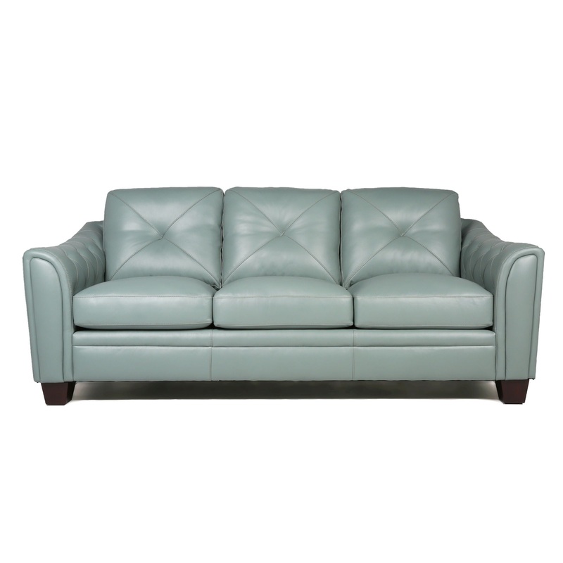 Modern Tufted Leather Sofa|Gray|Beige