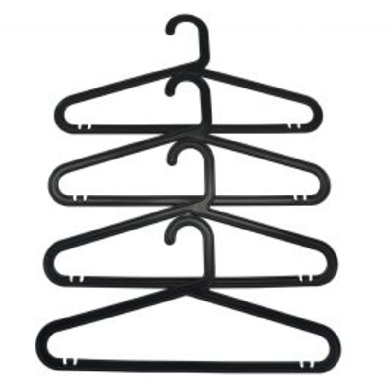 SET 4 HANGERS 39 CM BLACK PLASTIC