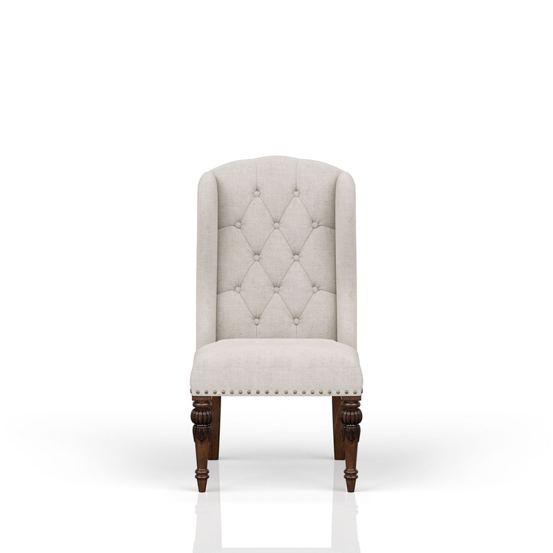 Upholstered Wing Host Chair – Light Gray