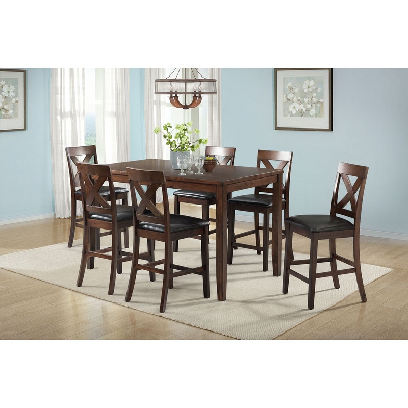 Alex – Counter Dining Set|Dark Brown|Dark Gray|7 Pc. Table, 6 Chairs