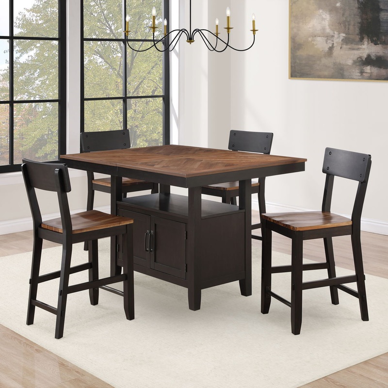 Bermuda – Counter Dining Set|Black|6 Pc. Table, 4 Chairs, Bench|5 Pc. Table, 4 Chairs|7 Pc. Table, 6 Chairs