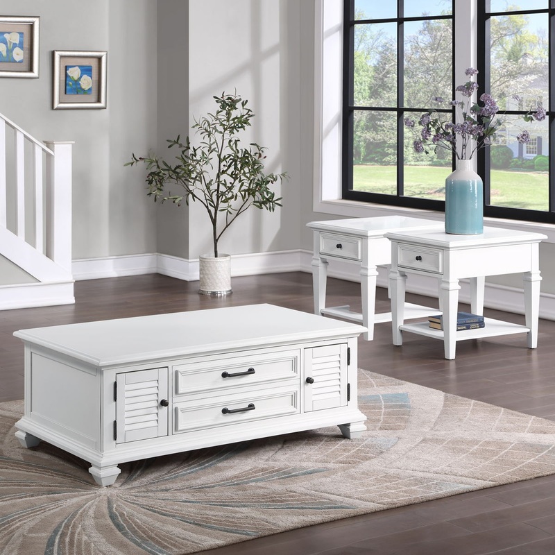 Charlestown – Table Set|White|3 Pc, Coffee Table, 2 Storage End Tables|3 Pc. Coffe Table, 2 End Tables