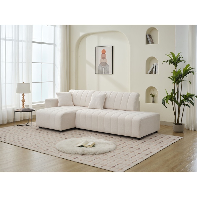 Jessica – Lamb Wool Sectional Sofa With Chaise, Versatile Configuration