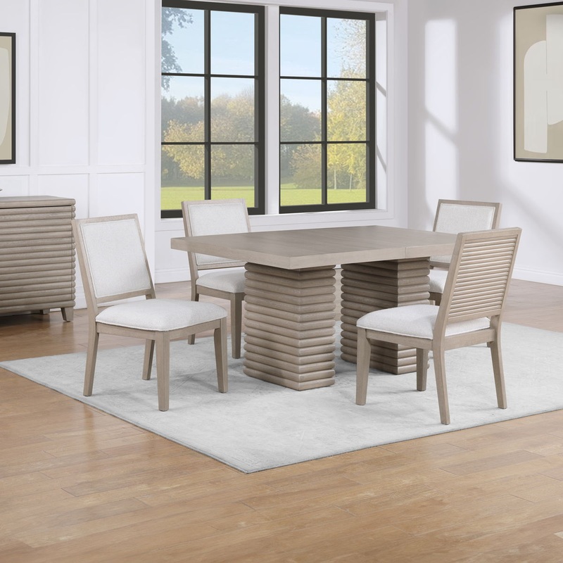 Lily – Dining Set|Light Brown|5 Pc. Table, 4 Chairs|6 Pc. Table, 4 Chairs, Bench|7 Pc. Table, 6 Chairs