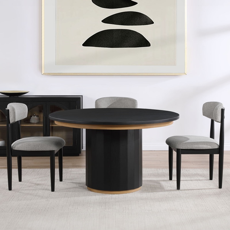 Magnolia – Round Dining Set|Black|5 Pc. Table, 4 Chairs|7 Pc. Table, 6 Chairs|5 Pc. Table, 4 Side Chairs
