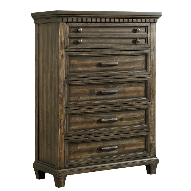 Mccoy – 5 Drawer Chest|Dark Brown|White
