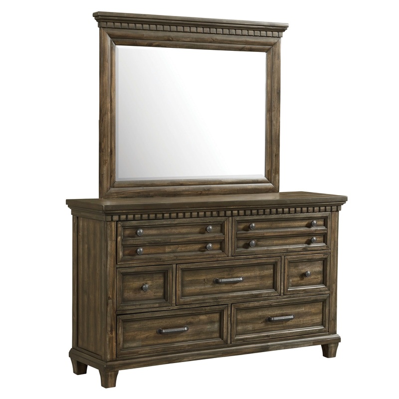 Mccoy – Dresser & Mirror Set|Dark Brown|White