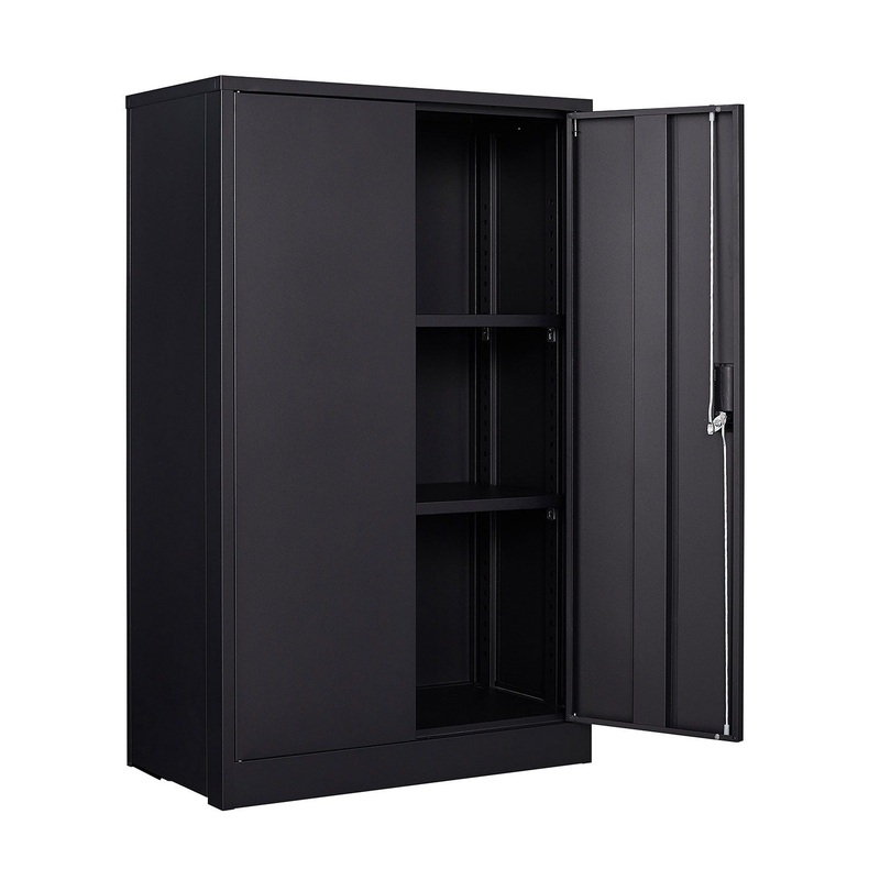 Metal Storage Cabinet With Locking Doors And Adjustable Shelf, Folding Filing Storage Cabinet, Folding Storage Locker Cabinet For Home Office, School, Garage