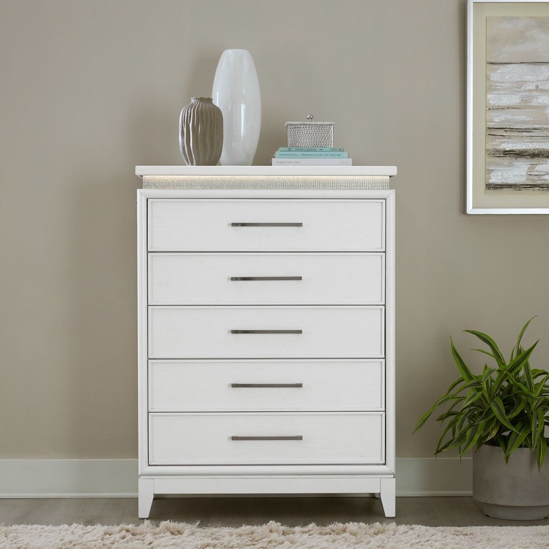 Reflections – 5 Drawer Chest With Lights – White