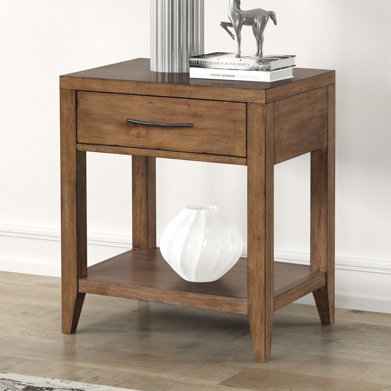 Shaker Lakes – Open Nightstand With Charging Station – Brown