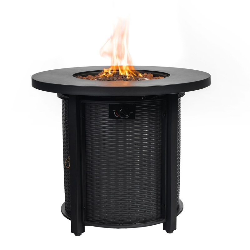 30 Propane Round Fire Table 40000Btu Propane Fire Pit Table – Black