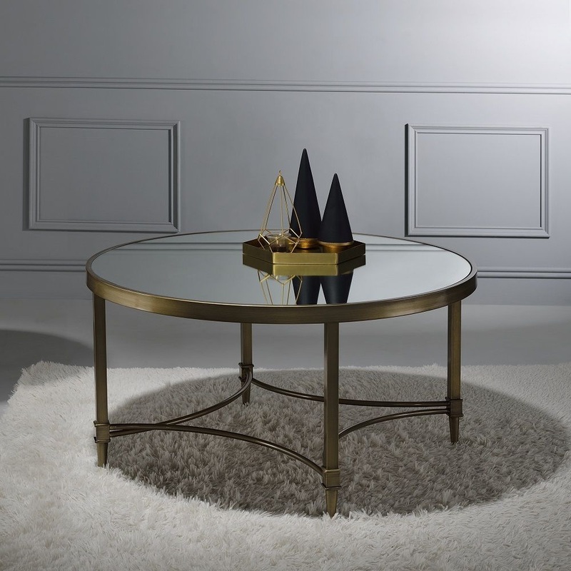 Aditya – Coffee Table – Mirrored & Antique Brass