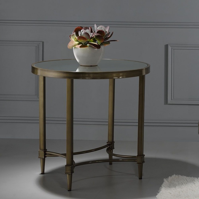 Aditya – End Table – Mirrored & Antique Brass