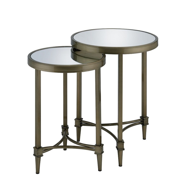 Aditya – Nesting Table – Mirrored & Antique Brass