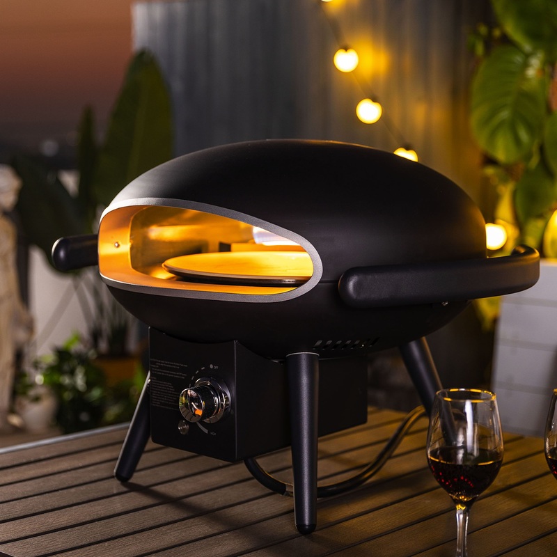 Gas Pizza Oven, Propane Outdoor Pizza Oven, Portable Pizza Oven For 12 Pizzas, With Gas Hose&Regulator – Black