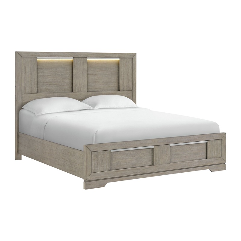 Kelis – Panel Bed With LED|Gray|King|Queen