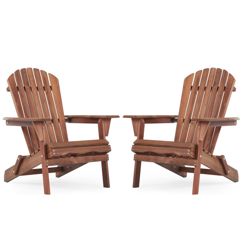 Lounge Patio Chair For Garden Outdoor Wooden Folding Adirondack Chair (Set of 2) Solid Cedar Wood Lounge Patio Chair For Garden