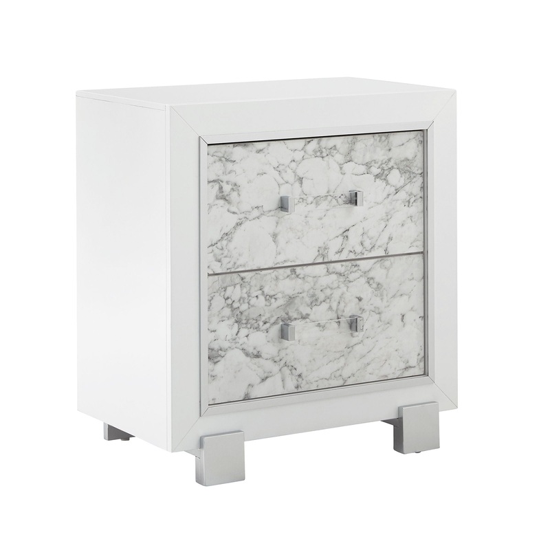 Skye – Marble Nightstand – White