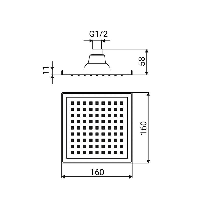 Square ABS Shower Head with 1 Spray Finish