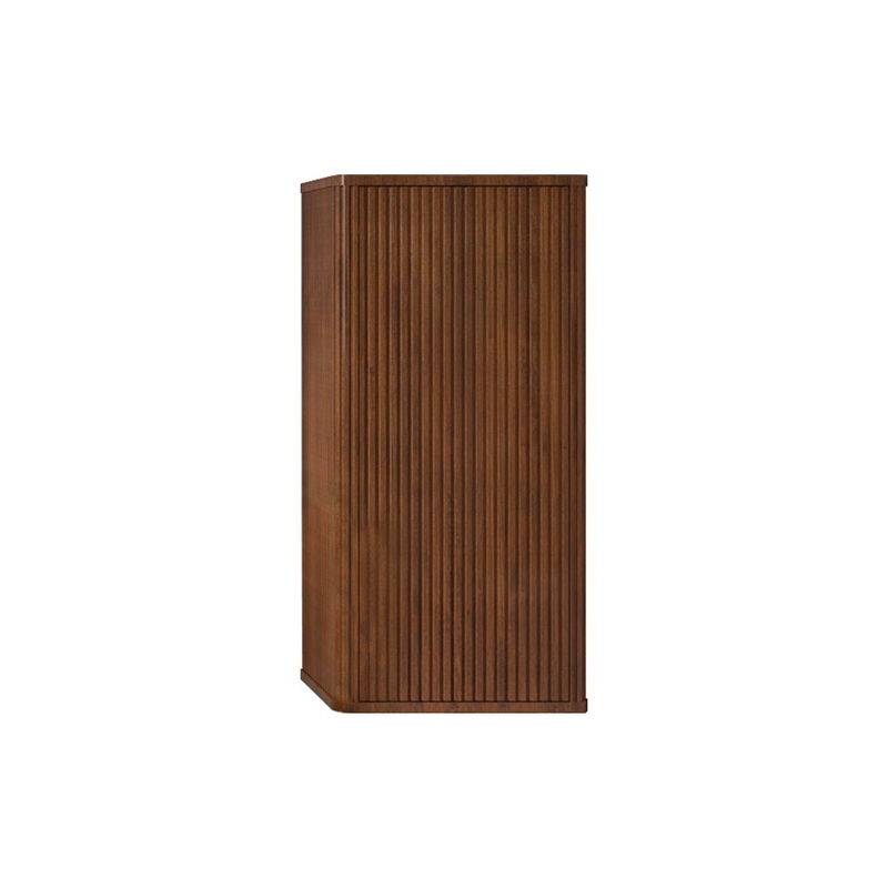 Striped Walnut Bathroom Floating Side Cabinet, Wall-Mounted Storage Cabinet For Small Spaces – Walnut