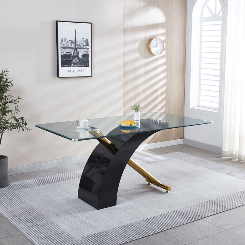 Stylish Dining Room Table, Luxury Glass Top Dining Table, Modern Design For Your House – Black