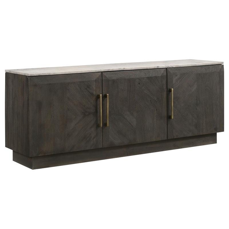 Dennis – 3 Door Marble Top Sideboard Buffet – Tobacco Gray