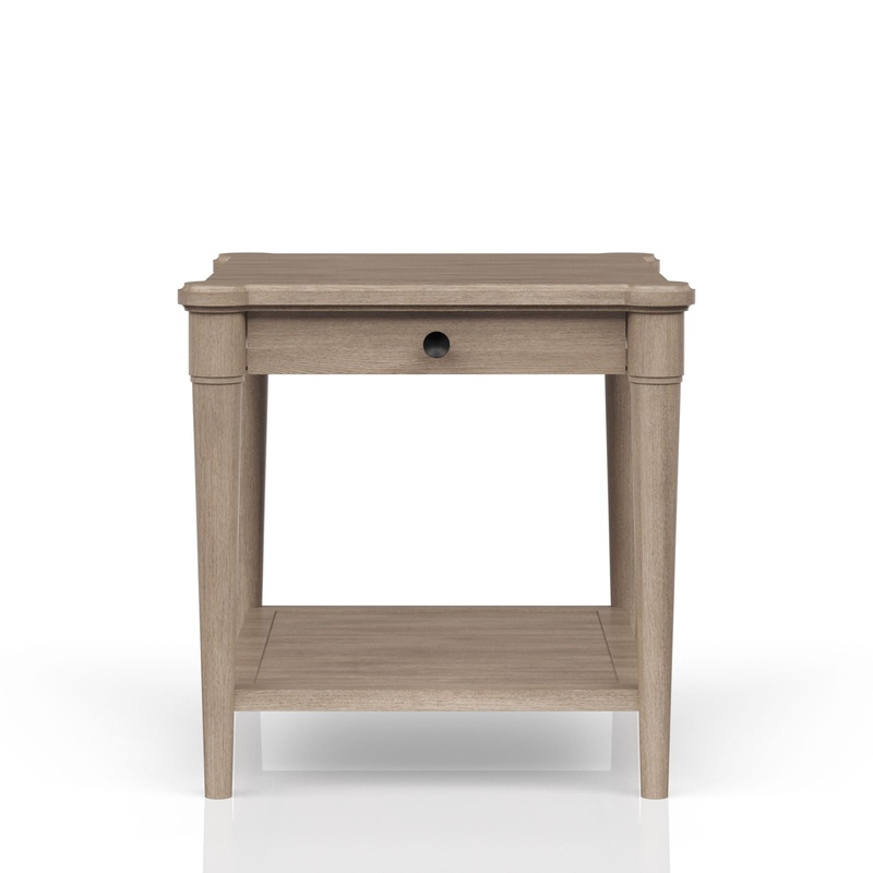End Table With Storage Drawer|Light Brown|White